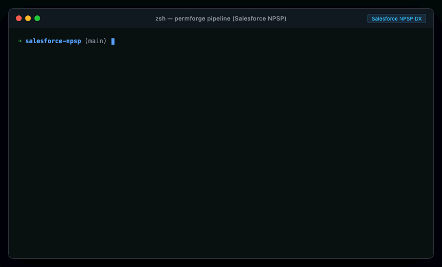 PermForge running on Salesforce NPSP repository